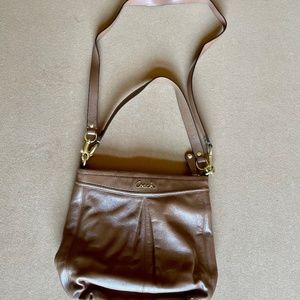 COACH Brown Leather Double Straped Crossbody Bag